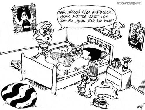 Cartoon: Zu jung (medium) by mil tagged junge,mädchen,pille,jung,mil