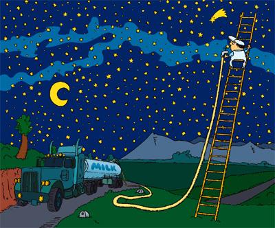 Cartoon: The Milkman (medium) by Vhrsti tagged milkman,milky,way,night