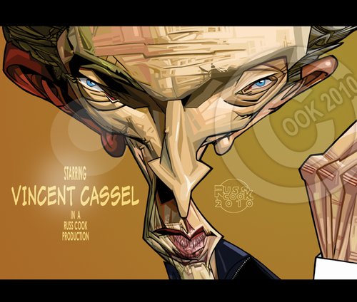 Cartoon: Vincent Cassel (medium) by Russ Cook tagged twelve,12,oceans,hollywood,actor,france,french,haine,la,cartoon,caricatures,larikaturen,karikatur,portrait,image,illustration,cook,russ,bellucci,monica,celebrities,celebrity,famous,movies,film,acting,caricature,cassel,vincent