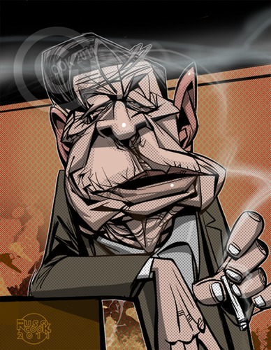 Cartoon: W. H. Auden (medium) by Russ Cook tagged cintiq,wacom,photoshop,karikaturen,karikatur,illustration,caricature,cartoon,america,england,writer,poetry,literature,cook,russ,poet,auden