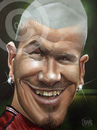 Cartoon: David Beckham (small) by Russ Cook tagged david beckham caricature star karikatur karikaturen zeichnung acrylic canvas football footie celebrity russ cook soccer