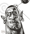 Cartoon: Emile Heskey (small) by Russ Cook tagged emile heskey football soccer premiere striker left wing aston villa england caricature russ cook illustration drawing wacom cintiq digital cartoon zeichnung karikature karikaturen