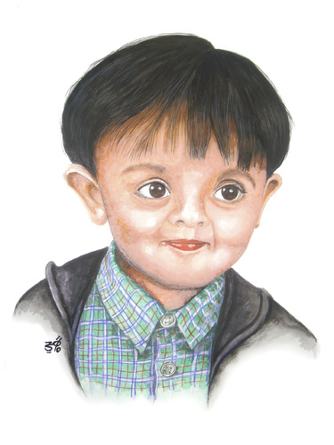 Cartoon: A child with smart eyes (medium) by samir alramahi tagged child,smart,eyes,arab,ramahi,cartoon,zayed,portrait