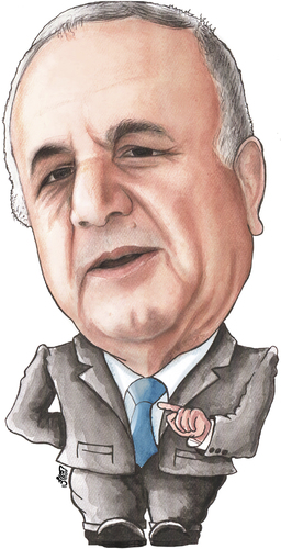 Cartoon: adnan badran of jordan (medium) by samir alramahi tagged adnan,badran,arab,jordan,portrait,ramahi,primeminister