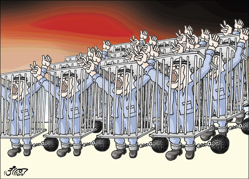 Cartoon: free men (medium) by samir alramahi tagged freedom,arab,ramahi,gaza
