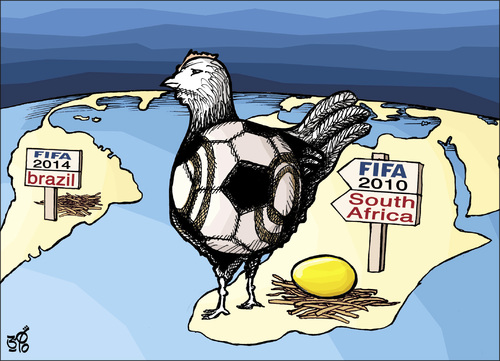 Cartoon: golden egg (medium) by samir alramahi tagged football,south,africa,ramahi,cartoon,arab