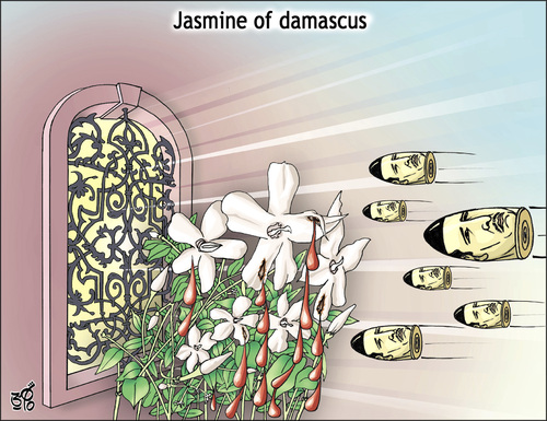 Cartoon: Jasmine of damascus (medium) by samir alramahi tagged jasmine,cartoon,ramahi,revelution,assad,syria,arab,bashar,asad,damascus