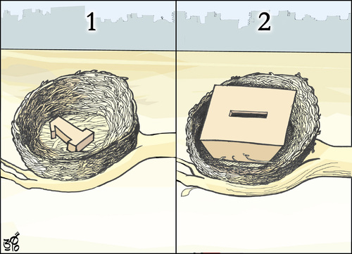 Cartoon: Jordanian elections 2 (medium) by samir alramahi tagged jordan,arab,ramahi,cartoon,democracy