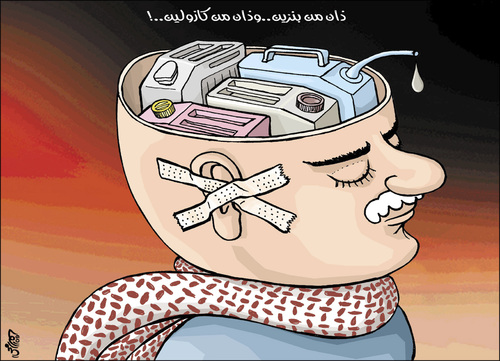 Cartoon: Kerosene price (medium) by samir alramahi tagged kerosene,price,jordan,hatta,kofiah,arab,ramahi