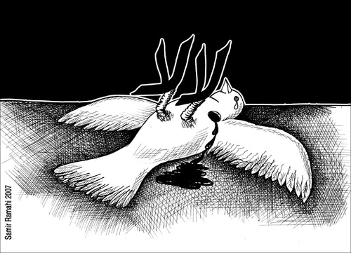 Cartoon: PEACE 044 (medium) by samir alramahi tagged palestine,peace,israel,tv,ramahi,arab,dove