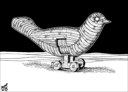 Cartoon: peace dove07 (medium) by samir alramahi tagged peace,dove,arab,ramahi,israel,palestine,cartoon