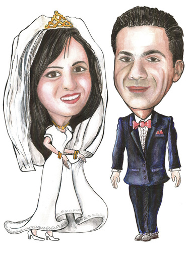 Cartoon: summer weding 2 (medium) by samir alramahi tagged ssummer,weding,ramahi,cartoon,jordan,arab,portrait