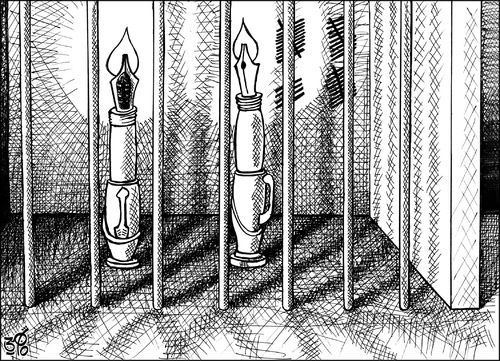 Cartoon: tow candles (medium) by samir alramahi tagged freedom,press,jordan,ramahi