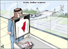 Cartoon: Arab behind the scanner (small) by samir alramahi tagged arab behind scanner palestine aerport west ramahi cartoon politics