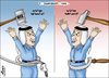 Cartoon: Between two systems (small) by samir alramahi tagged systems,agony,socialist,capitalism,oil,arab,ramahi