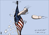 Cartoon: Iraq and Bush and the shose (small) by samir alramahi tagged bush,iraq,war,politics,shose,usa,ramahi