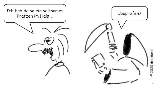 Cartoon: Sponsored by Ratiopharm (medium) by docdiesel tagged corona,covid19,ibuprofen