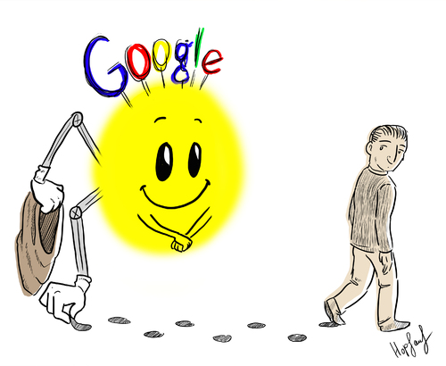 Cartoon: Google (medium) by Hopfauf tagged internet,datenschutz,user,suchmaschine,datenbank,nutzerdaten,speichern,sammeln,daten,google