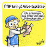 Cartoon: TTIP bringt Arbeitsplätze (small) by Hopfauf tagged ttip,freihandelsabkommen,chlorhühnchen,usa,geflügel,arbeitsplätze,politik,gesundheit,giftig,chemie