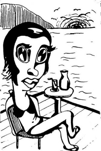 Cartoon: Lady am See (medium) by bona tagged frau,woman,see,sea,lake,lac