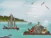 Cartoon: New Robinsons (small) by Walraven tagged photoshop,robinson,crusoe,island,shipwreck,fairytale,prince,charming,elf,lion,sabertooth,puma,bird,turakoo,gull,see,water,raft