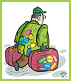 Cartoon: Auswanderer (small) by Sergey Repiov tagged auswanderer,koffer,aufkleber,shpuren