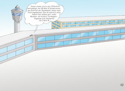 Cartoon: BW-Sondervermögen (medium) by Erwin Pischel tagged sondervermögen,bundeswehr,tarnkappenflugzeug,tarnkappenbomber,flugzeug,stealthflugzeug,tarnkappentechnik,nighthawk,bundeswehrausrüstung,ausrüstung,wehrkraft,verteidigung,öffentlichkeit,verteidigungsministerium,bundeswehretat,verteidigungsfähigkeit,nato,luftwaffe,flughafen,geheim,geheimwaffe,tarnung,tarnen,rüstungsetat,aufrüstung,abwehr,finanzen,pischel
