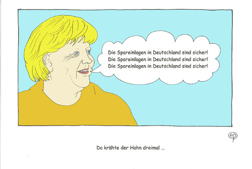 Cartoon: Da krähte der Hahn dreimal (medium) by Erwin Pischel tagged hahn,karfreitag,verleugnung,petrus,christus,jesus,zypern,griechenland,staatsschuldenkrise,staatsschulden,finanzkrise,pischel,bankenkrise,banken,euro,finanzministerium,bundeskanzlerin,merkel,bundesregierung,einlagen,spareinlagen,einlagengarantie