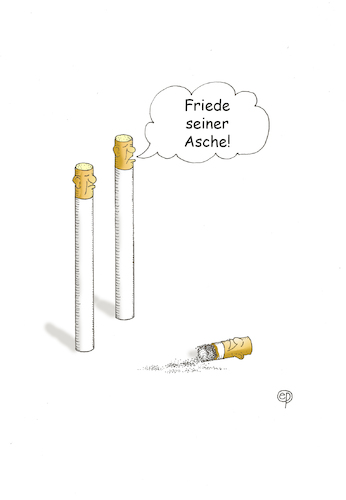 Cartoon: Friede seiner Asche! (medium) by Erwin Pischel tagged zigarette,zigarettenasche,asche,friede,bestattung,beerdigung,beisetzung,friedhof,urne,urnenbestattung,filter,zigarettenfilter,tabak,tabakkonsum,sucht,droge,zigarettenpapier,verbrennung,rauch,pischel