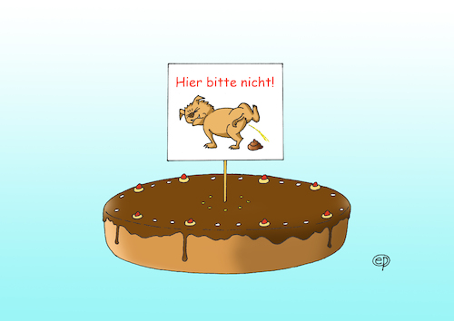 Cartoon: Hier bitte nicht! (medium) by Erwin Pischel tagged hund,hundeklo,verbot,verbotsschild,schild,hundehaufen,hundehäufchen,kot,urin,hundekot,sauerei,verschmutzung,hygiene,ordnungswidrigkeit,gehweg,wiese,acker,feld,bitte,warnung,erdbeere,kuchen,torte,schokotorte,schokokuchen,schokolade,konditorei,konditor,warnschild,pischel