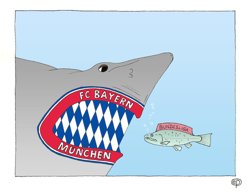 Cartoon: Hoenessodon bavariensis (medium) by Erwin Pischel tagged drawing,caricature,karrikatur,karikatur,zeichnung,comic,cartoon,schiri,football,soccer,fußball,fussball,endspiel,pokalfinale,finale,pokal,dfb,league,champions,cl,guardiola,pep,mia,mir,munich,fcb,münchen,bayern,bvb,dortmund,borussia,klopp,jürgen