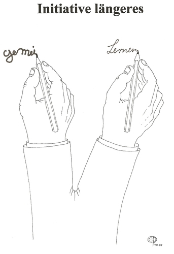 Cartoon: Initiative längeres gem. Lernen (medium) by Erwin Pischel tagged pischel,selektion,gymnasium,realschule,werkrealschule,hauptschule,grundschule,württemberg,baden,schulpolitik,lernen,gemeinsames,längeres
