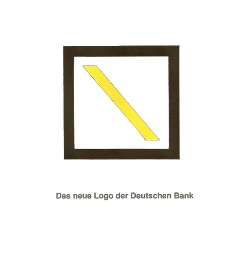 Cartoon: Neues Logo der Deutsche Bank (medium) by Erwin Pischel tagged pischel,stankowski,anton,blau,schwarz,gelb,egoismus,lüge,farbpsychologie,bilanzen,imageproblem,altlasten,verluste,ermittlungen,emissionszertifikate,steuerbetrug,umsatzsteuerbetrug,bank,deutsche