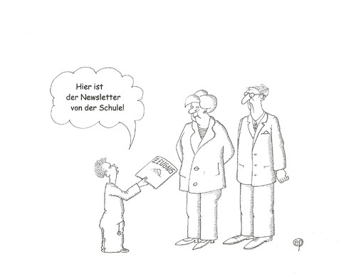 Cartoon: Newsletter (medium) by Erwin Pischel tagged pischel,schulzeugnis,mutter,vater,eltern,schüler,noten,zeugnis,schule