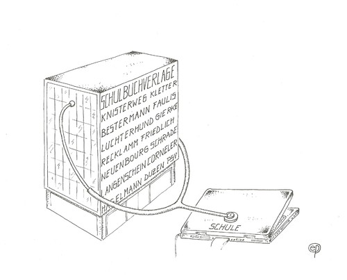 Cartoon: Schultrojaner (medium) by Erwin Pischel tagged speichersysteme,daten,datenschutz,verlage,medien,verwertungsgesellschaft,didaktik,methodik,lehrer,server,schulserver,schnüffelsoftware,schule,schulbuchverlage,schultrojaner,trojaner,pischel