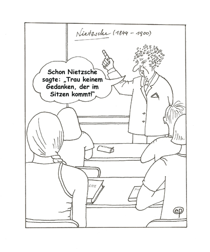 Cartoon: Sitzgedanken (medium) by Erwin Pischel tagged nietzsche,schule,schüler,lehrer,klasse,klassenzimmer,philosoph,philosophie,paedagogik,unterricht,unterrichten,schülerinnen,schulbank,stuhl,wandtafel,kreidetafel,denken,gedanke,vortrag,lehrsatz,pischel