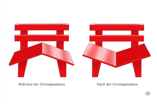 Cartoon: Sitzordnung (medium) by Erwin Pischel tagged corona,covid,epidemie,pandemie,infektion,infektionsgefahr,ansteckungsgefahr,schutz,coronaverordnung,coronaregel,bank,sitzbank,ruhebank,sitz,sitzen,ausruhen,sitzmöbel,möbel,gartenbank,pischel