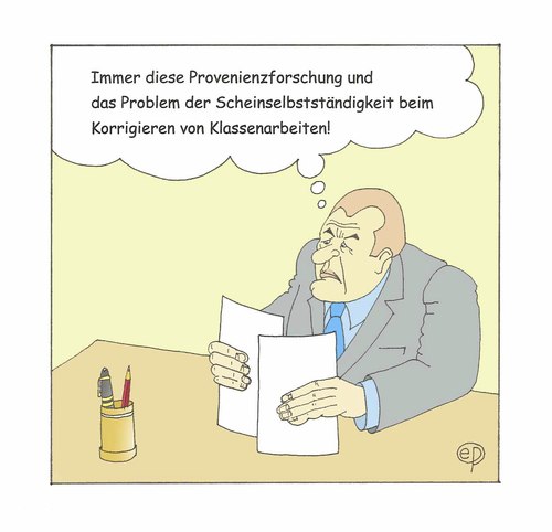 Cartoon: Voll korrekt ... (medium) by Erwin Pischel tagged pischel,hausarbeit,klassenarbeit,papier,schreibtisch,prüfung,zeugnis,noten,fälschung,betrug,täuschung,ursprung,herkunft,scheinselbstständigkeit,provenienz,unterricht,schule,korrigieren,korrekturen