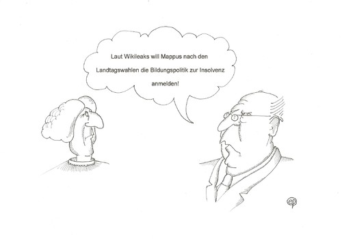 Cartoon: Wikileaks und BW Bildungspolitik (medium) by Erwin Pischel tagged pischel,insolvenz,mappus,wahlversprechungen,landtagswahlen,bildungspolitik,württemberg,baden,wikileaks