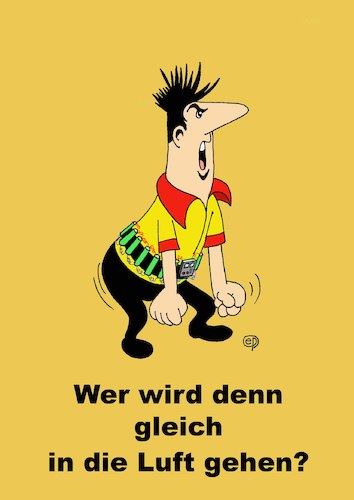 Cartoon: Zeitgemäße HB-Werbung (medium) by Erwin Pischel tagged hb,zigaretten,zigarettenmarke,werbung,luft,sprengstoffgürtel,sprengstoff,attentat,terror,terrorismus,is,zorn,wut,explosion,irak,afghanistan,kalifat,menschenverachtung,menschenwürde,pischel