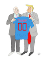 Cartoon: Die Doppelnull steht! (small) by Erwin Pischel tagged trump,präsident,us,trikot,trikottausch,null,doppelnull,president,infantino,fifa,fußball,soccer,worldcup,world,cup,championship,usa,mexico,mexiko,kanada,canada,trikotübergabe,trikogeschenk,geschenk,übergabe,nummer,name,überheblichkeit,arroganz,egoismus,selbstherrlichkeit,egozentrisch,egoistisch,korrupt,korruption,abhängigkeit,einmischung,dummheit,geistige,beschränktheit,pischel