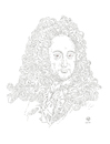 Cartoon: Gottfried Wilhelm Leibniz (small) by Erwin Pischel tagged leibniz,philosoph,mathematiker,diplomat,historiker,universalist,integralrechnung,differentialrechnung,infinitesimalrechnung,matrizen,determinanten,wahrscheinlichkeitsrechnung,rechenmaschine,monadentheorie,dualsystem,binärcode,dezimalklassifikation,digita