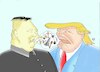 Cartoon: Kim Donald Jong Trump-un (small) by Erwin Pischel tagged kim,jong,un,diktator,nordkorea,korea,north,chorea,regime,diktatur,machthaber,pjoengjang,hinrichtung,menschenrechte,pressefreiheit,meinungsfreiheit,unterdrückung,säuberungsaktion,internierungslager,drohung,raketen,nuklearwaffen,nuklearkrieg,raketenabwehr,guam,pazifik,pazifikinsel,macht,donald,trump,präsident,usa,vereinigte,staaten,amerika,republikaner,sexismus,patriotismus,rassismus,nationalismus,populismus,protektionismus,isolationismus,immobilien,medien,chauvinismus,milliardaer,ku,klux,klan,fake,news,postfaktisch,karikatur,angst,kriegsdrohung,krieg,angriffskrieg,pischel