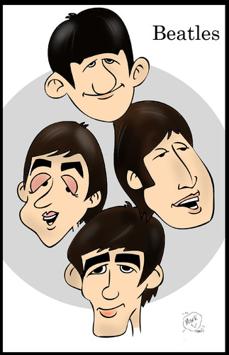 Cartoon: The Beatles (medium) by Mark Anthony Brind tagged mark,brind,beatles,cartoon,caricature