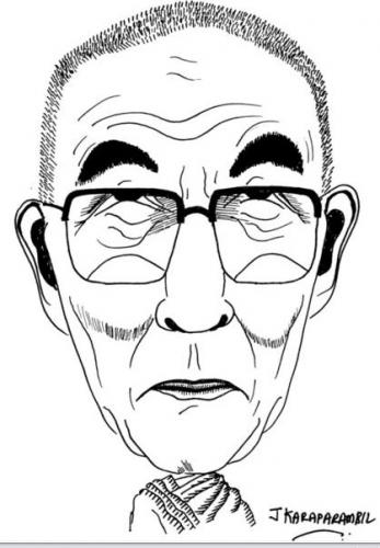 Cartoon: Dalailama (medium) by jkaraparambil tagged caricature,dalailama,tibet,china,buddism,lama,buddist,nobel,prize,winner,peace,jkaraparambil,joseph,karaparambil,jophy,jacob,edmonton,caricaturist,illustrator,fine,artist,alberta,canadian,mala,thrissure,trichur,kerala,millwoods