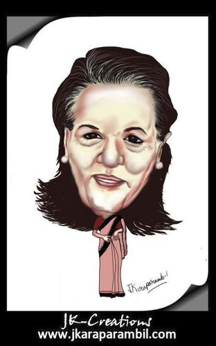 Cartoon: sonia gandhi (medium) by jkaraparambil tagged sonia,gandhi,rajeev,rajiv,indira,ahul,congress,party,leader