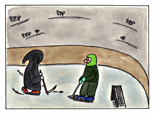 Cartoon: Eishockey (medium) by spass-beiseite tagged eishockey,puk,tod,sensenmann,spiel,ball,sport,beiseite,spass,unterhaltung,panel,fun,illustration,design,pointe,kunst,comicstrips,comictagebuch,tagebuch,comic,cartoons,cartoon,witz,bildwitz