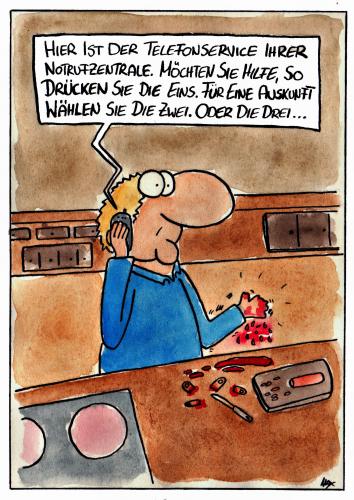 Cartoon: Notruf (medium) by spass-beiseite tagged krank,finger,messer,blut,arzt,krankenhaus,klinik,verband,beiseite,spass,unterhaltung,panel,fun,illustration,design,pointe,kunst,comicstrips,comictagebuch,tagebuch,comic,cartoons,cartoon,witz,bildwitz