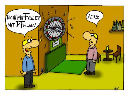 Cartoon: Pfeile (medium) by spass-beiseite tagged spass,beiseite,cartoon,cartoons,comic,tagebuch,comictagebuch,comicstrips,kunst,pointe,witz,bildwitz,unterhaltung,panel,fun,illustration,design,dart,pfeile,kneipe