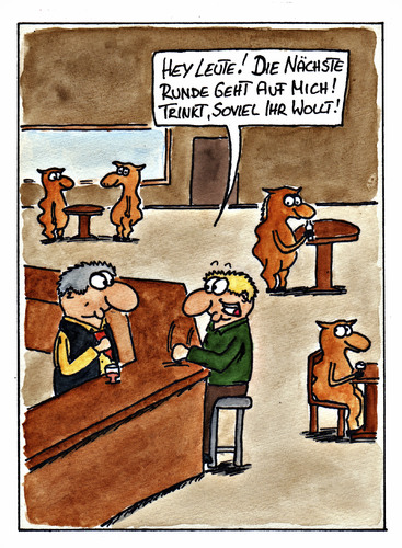 Cartoon: Runde (medium) by spass-beiseite tagged runde,kneipe,bar,barkeeper,glas,bier,lama,afrika,kamel,höcker,beiseite,spass,unterhaltung,panel,fun,illustration,design,pointe,kunst,comicstrips,comictagebuch,tagebuch,comic,cartoons,cartoon,witz,bildwitz